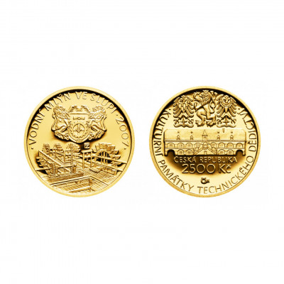 Zlatá mince 2500 Kč Vodní mlýn ve Slupi, 2007